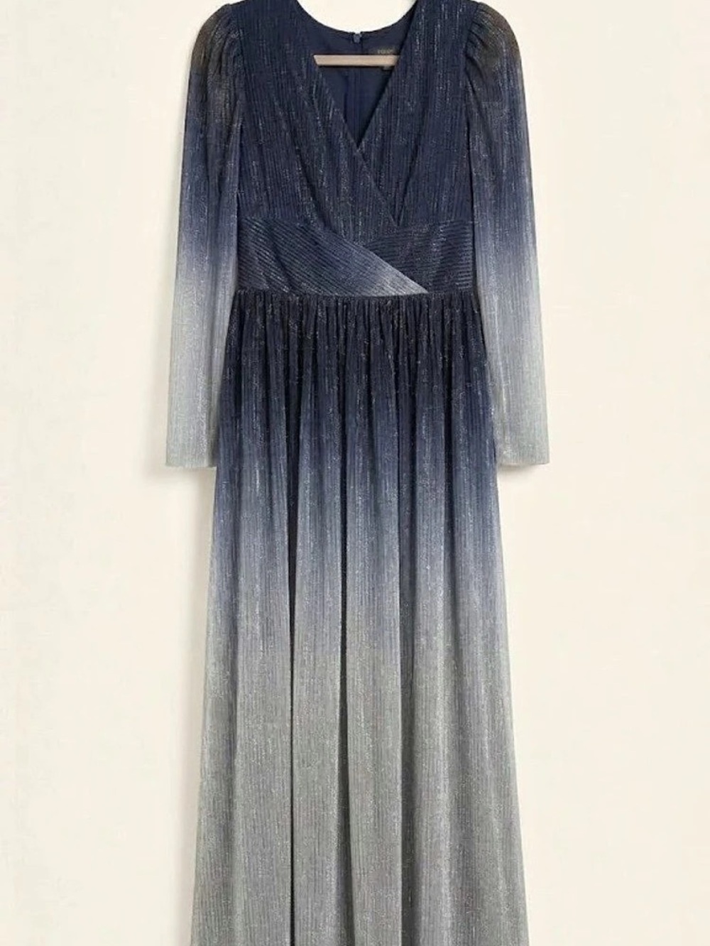 Damaia Pleated Maxi Dress in Blue & Gray Size 36 Like New